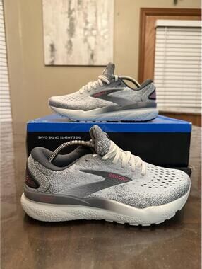 Brooks Women’s Ghost 16 Neutral Running Sneakers Gray/Gargoyle/Pink B Medium